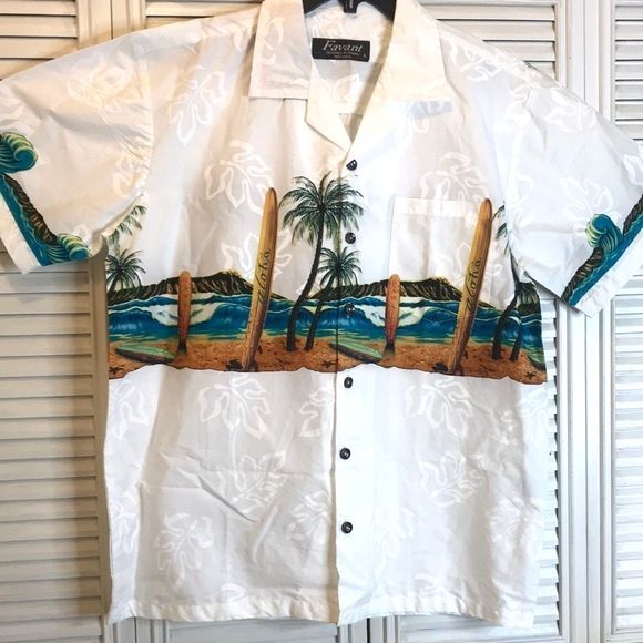 Favant men Hawaiian shirt Mamoth Pe'ahi Jaws Wave Surfboard 100% cotton large - Picture 1 of 10